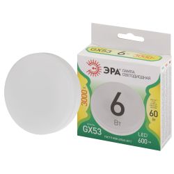 Лампа светодиодная ЭРА GREEN LINE LED GX-6W-830-GX53 GL 6Вт таблетка теплый свет GX53 | Лампы cветодиодные Плоские (GX)