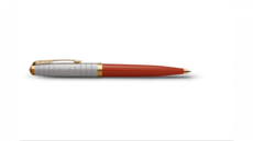 Шариковая ручка Parker 51 Premium Red GT и кожаный чехол на молнии, стержень: M, цвет чернил: black, в подарочной упаковке.