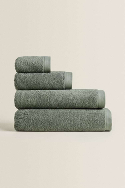 ZARA HOME ХЛОПКОВОЕ ПОЛОТЕНЦЕ, ХАКИ