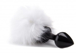 Чёрная анальная пробка Beginner Bunny Tail Buttplug с заячьим хвостиком (Цвет: черный с белым)