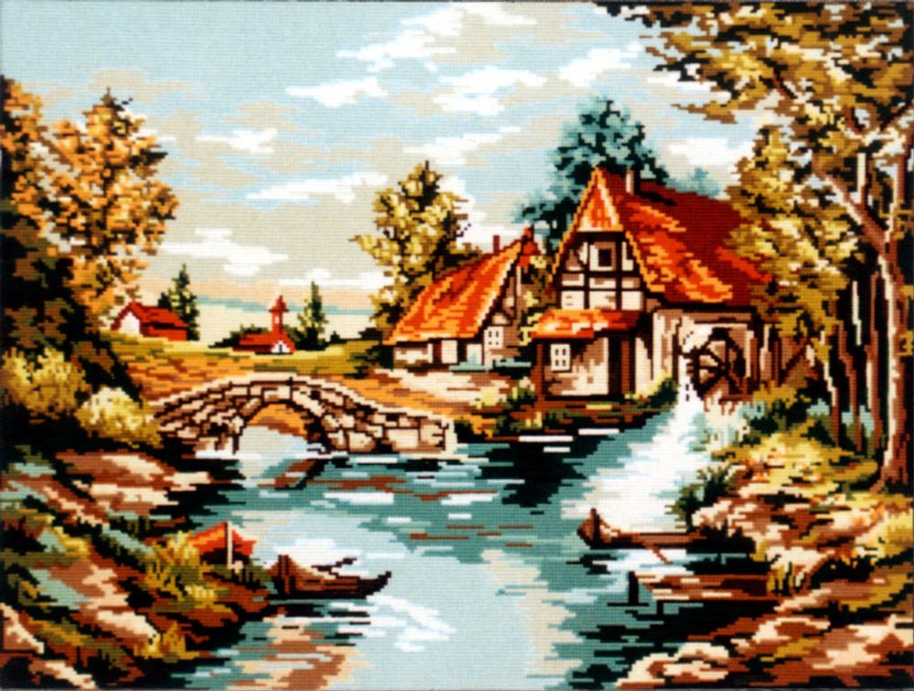 Рисунок для вышивания Soulos (канва жесткая), Мельница у реки, 60х75 см
