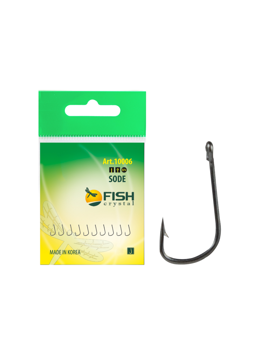 Крючок рыболовный Fish Crystal SODE-RING с бородкой и ушком 10006 №2 (5 упаковок)