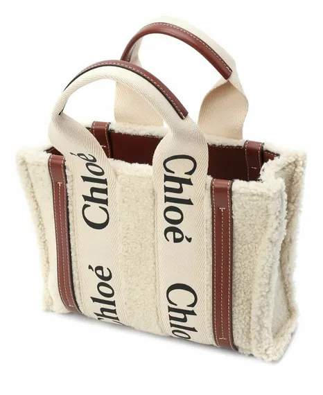 Сумка-тоут Chloé Woody Mini бежевый