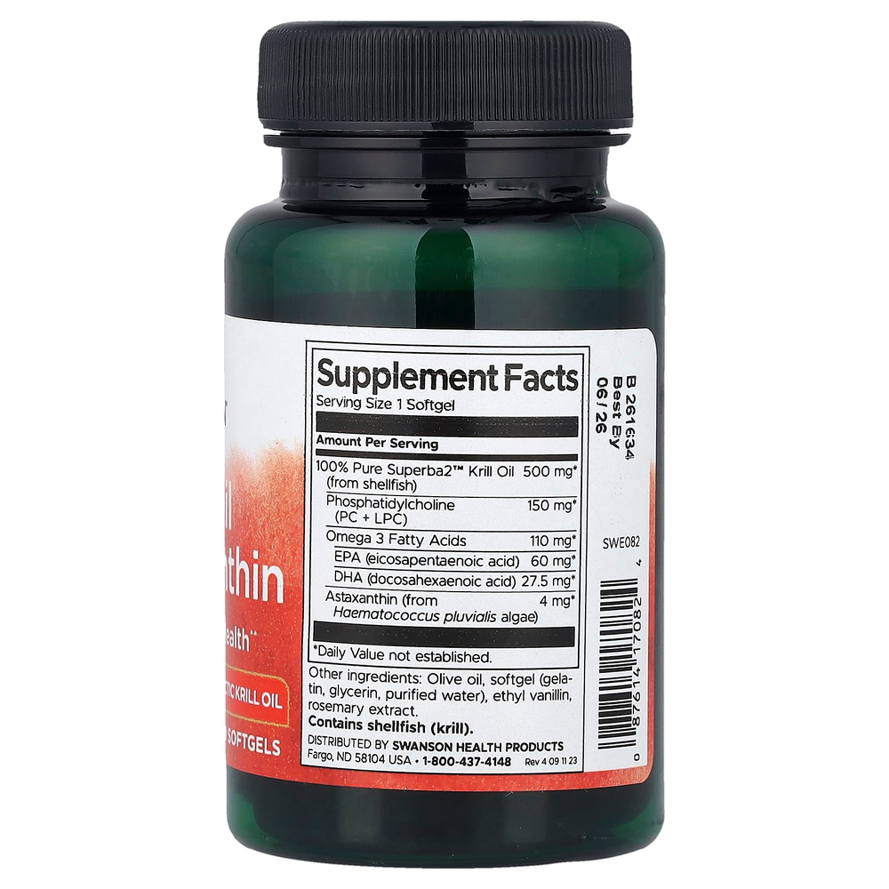 Swanson Vitamins, масло криля и астаксантин, 30 капсул