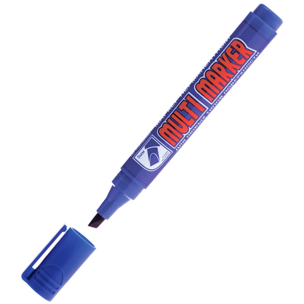 Маркер перманентный скошенный 1-5мм, Crown Multi Marker Chisel, синий