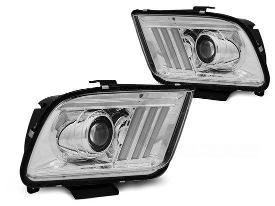 Передние фары chrome tube light для Ford Mustang V