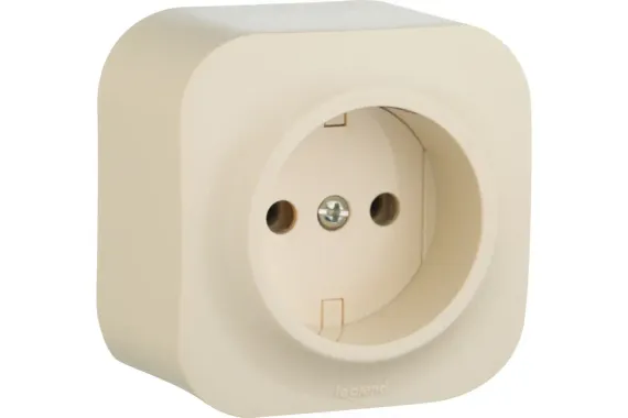 Розетка Legrand Quteo без заземления накладная слоновая кость 25980