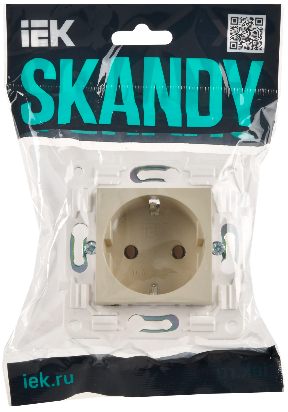 SKANDY Розетка с заземлением без защитных шторок 16А SK-R05B бежевый IEK