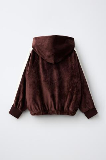 ZARA ХУДИ ИЗ ВЕЛЮРА С МОЛНИЕЙ, КОРИЧНЕВЫЙ