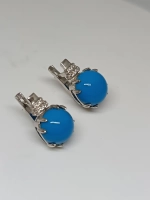 Серьги серебряные с бирюзой прессованной