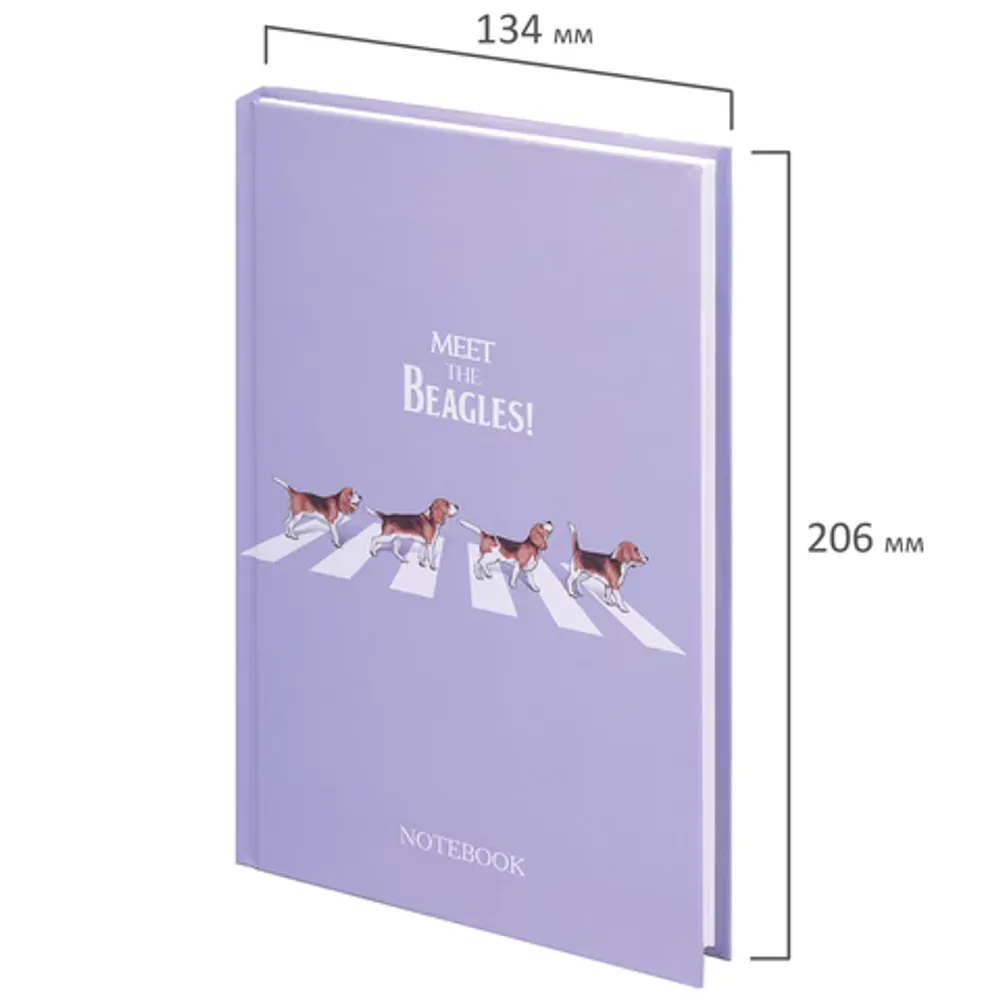 Записная книжка А5, 80л, клетка, твердая, Staff Beagles