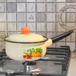 Ковш 1,5л эмалированный с крышкой с рисунком