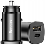 Автомобильное заряд. устр. Baseus Circular Metal 1USB/1C 30W CCALL-BS01 черное