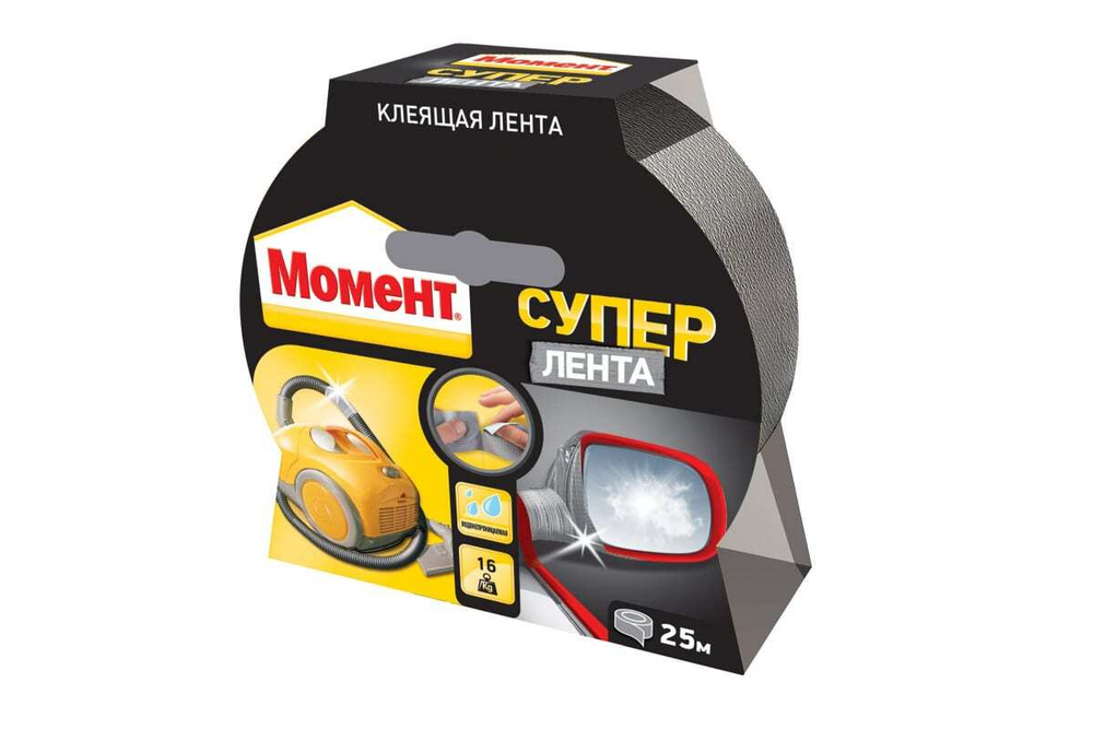 Лента клеящая Момент Супер Лента серебряная 25 м. на единичном блистере