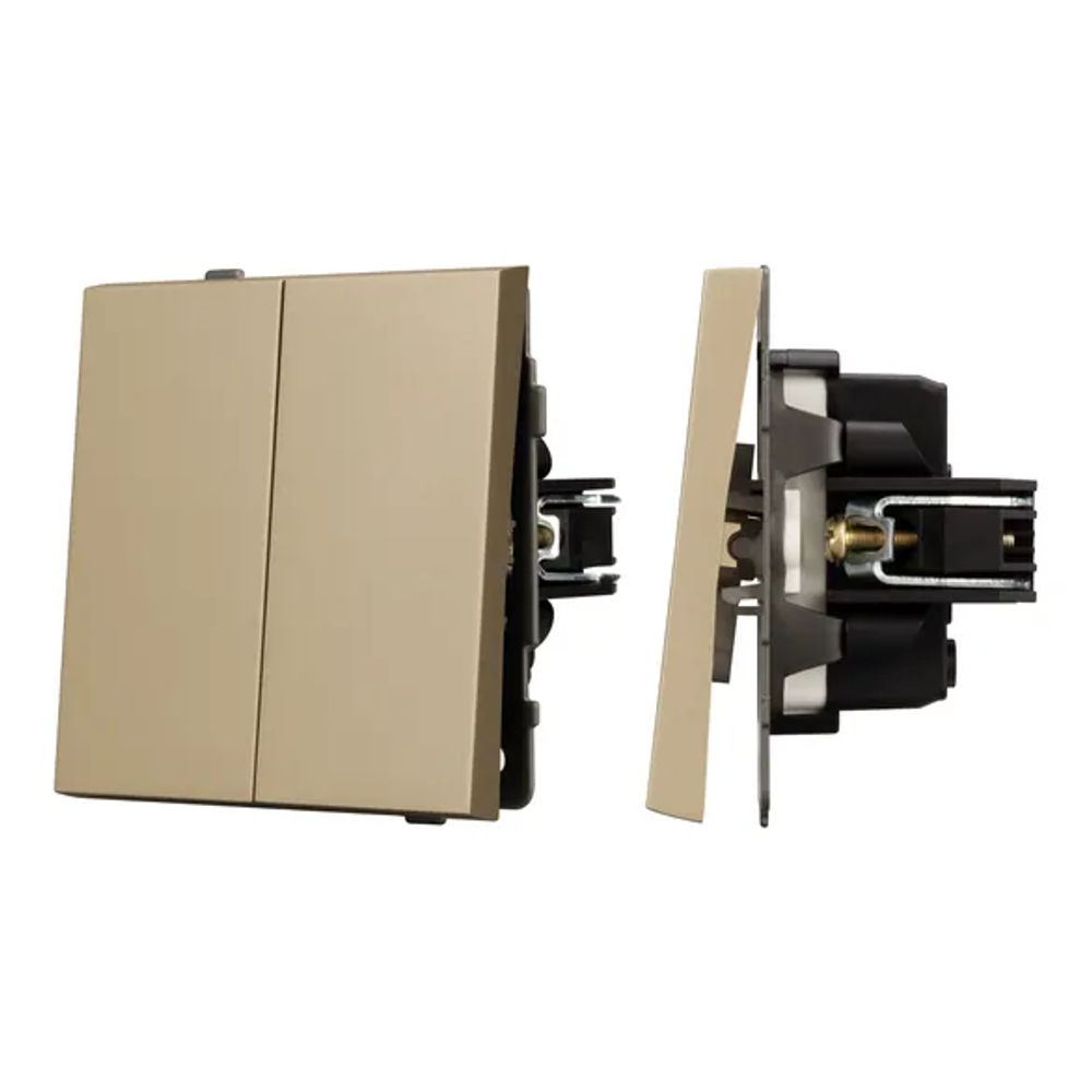Механизм выключателя двухклавишный проходной SWT-TENDO-MKP2-SFPL-GD (230V, 10A) (Arlight, -) 054554