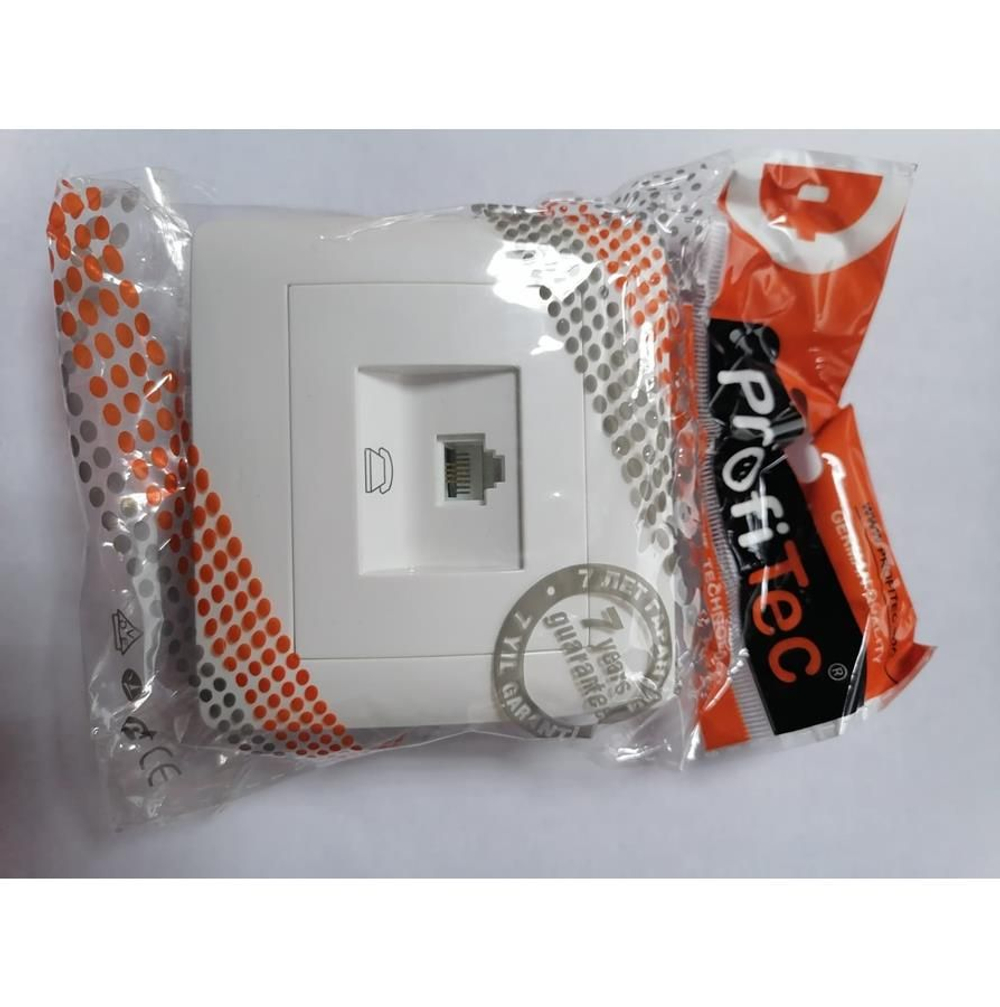 Розетка с рамкой телефон RJ-11 ProfiTec Corsa белая