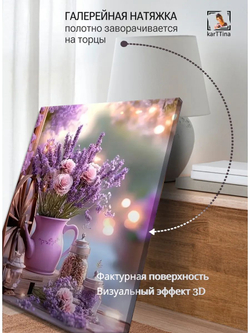 Картина "Лавандовая мечта", модульная 50х70см 1шт., на деревянном подрамнике
