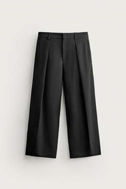 ZARA БРЮКИ RELAXED FIT СО СКЛАДКАМИ, ЧЕРНЫЙ