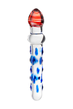 Фаллоимитатор Sexus Glass с голубыми ребрышками 20 см