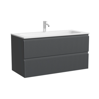 Тумба подвесная SANCOS Сноб Р (Snob R) 995х445х500, c двумя ящиками оснащенными доводчиками, темный антрацит матовый, арт.SNR100MDH