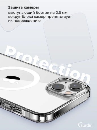 Чехол накладка iPhone 15 Plus 6.7" Gurdini Alba Series Protective with Magsafe Clear