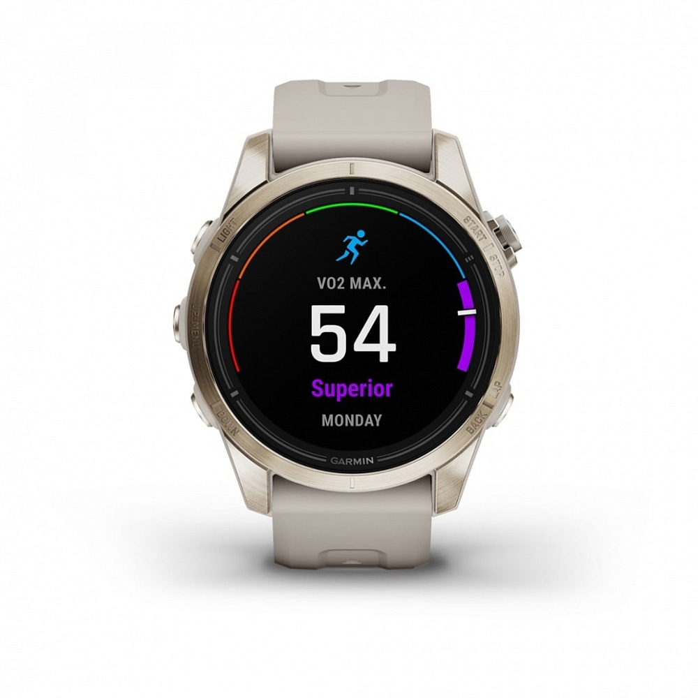 Смарт-часы Garmin EPIX Pro (Gen 2) Sapphire Edition 42 мм, золотистый корпус со светло-песочным ремешком, 010-02802-11