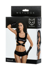 Эластичный Комплект Glossy Halle S (42) (Цвет: черный)