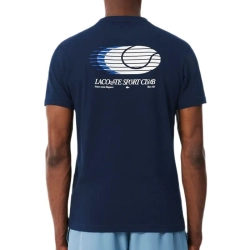 Мужская теннисная футболка Lacoste Ultra Dry Printed Sport - navy blue/white