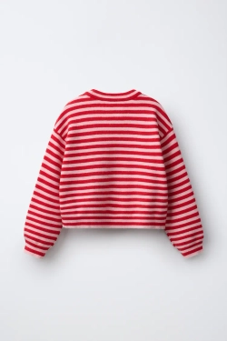 ZARA СВИТЕР В ПОЛОСКУ, КРАСНЫЙ