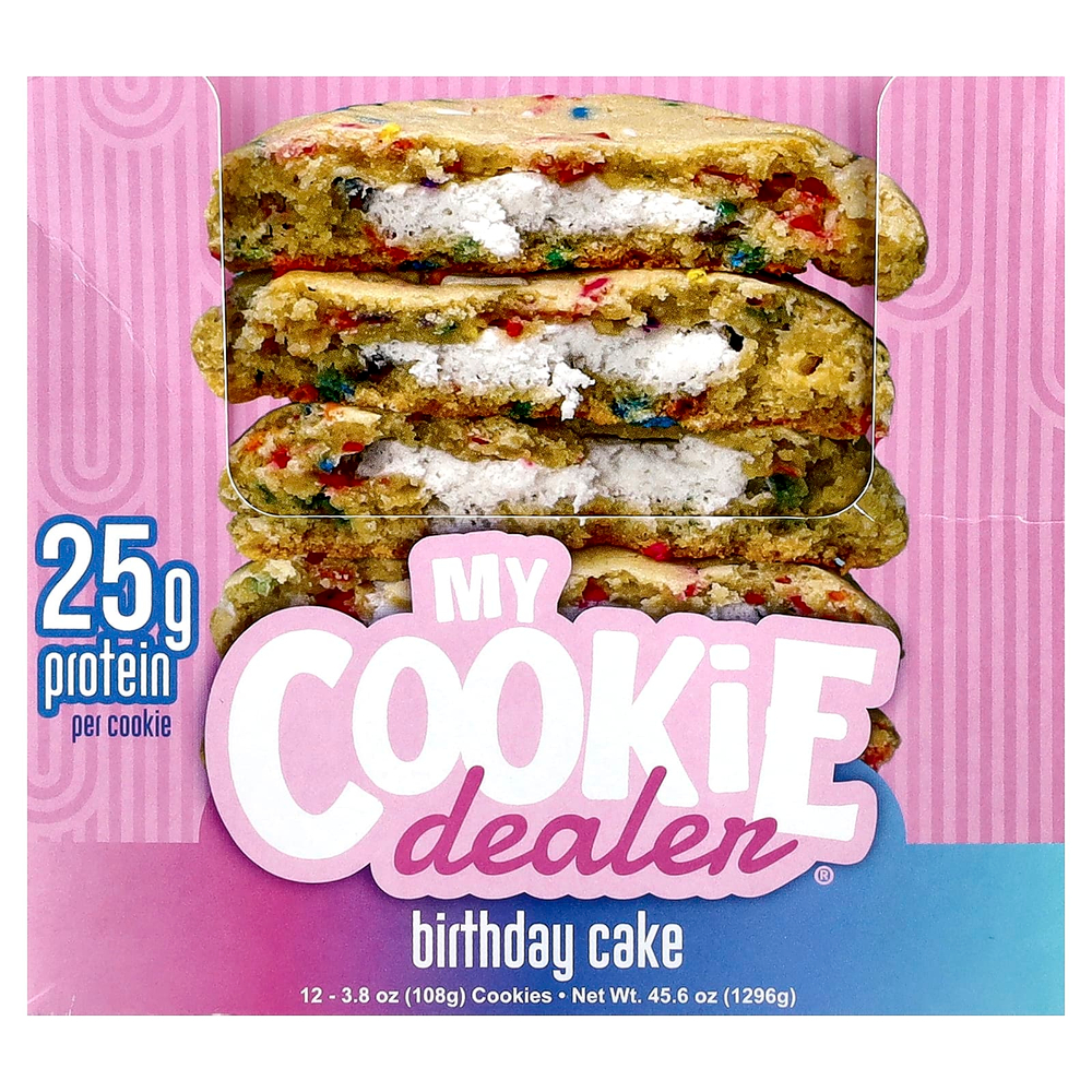 My Cookie Dealer Protein, протеиновое печенье, со вкусом праздничного торта, 12 шт. по 108 г (3,8 унции)