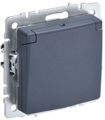 BRITE Розетка 1-местная с заземлением с защитными шторками и крышкой 16А IP44 РСбш10-3-44-БрМ маренго IEK