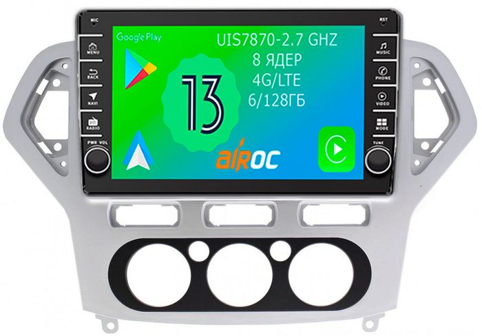 Магнитола для Ford Mondeo 4 2007-2010 (кондиционер) - Airoc AB-1708M (кнопки и крутилки), Android 13, Быстрая, SIM-слот, CarPlay