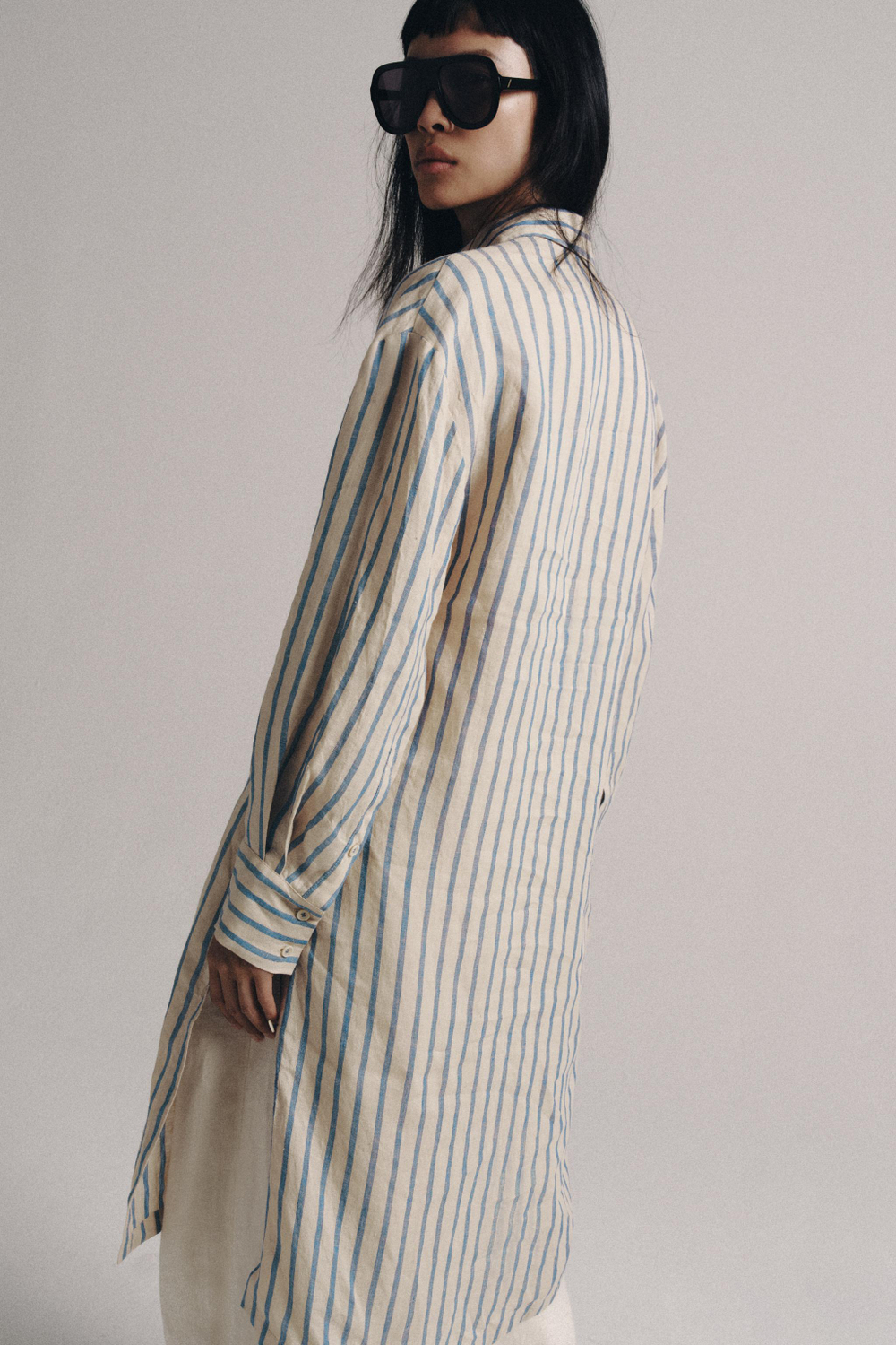 ПЛАТЬЕ-РУБАШКА В ПОЛОСКУ ИЗ 100% ЛЬНА — ZW COLLECTION — ZARA