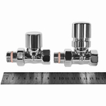 Комплект клапанов термостатических прямой STOUT Design - 1/2" (ВР/НР-американка, PN10, Tmax 120°C, EPTF уплотнение, цвет хром)