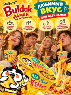 Лапша острая со вкусом Сыра Buldak Samyang 105 г * 2 шт