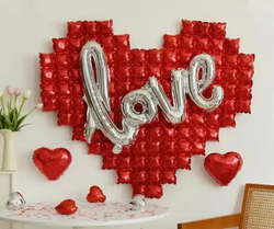 Шар (41''/104 см) Фигура, Надпись "Love", Серебро, 1 шт В201 В202