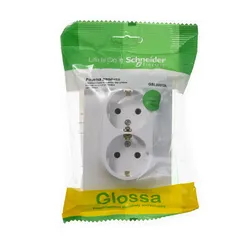 Розетка двойная с заземлением без шторок Systeme Electric Glossa Белый GSL000124