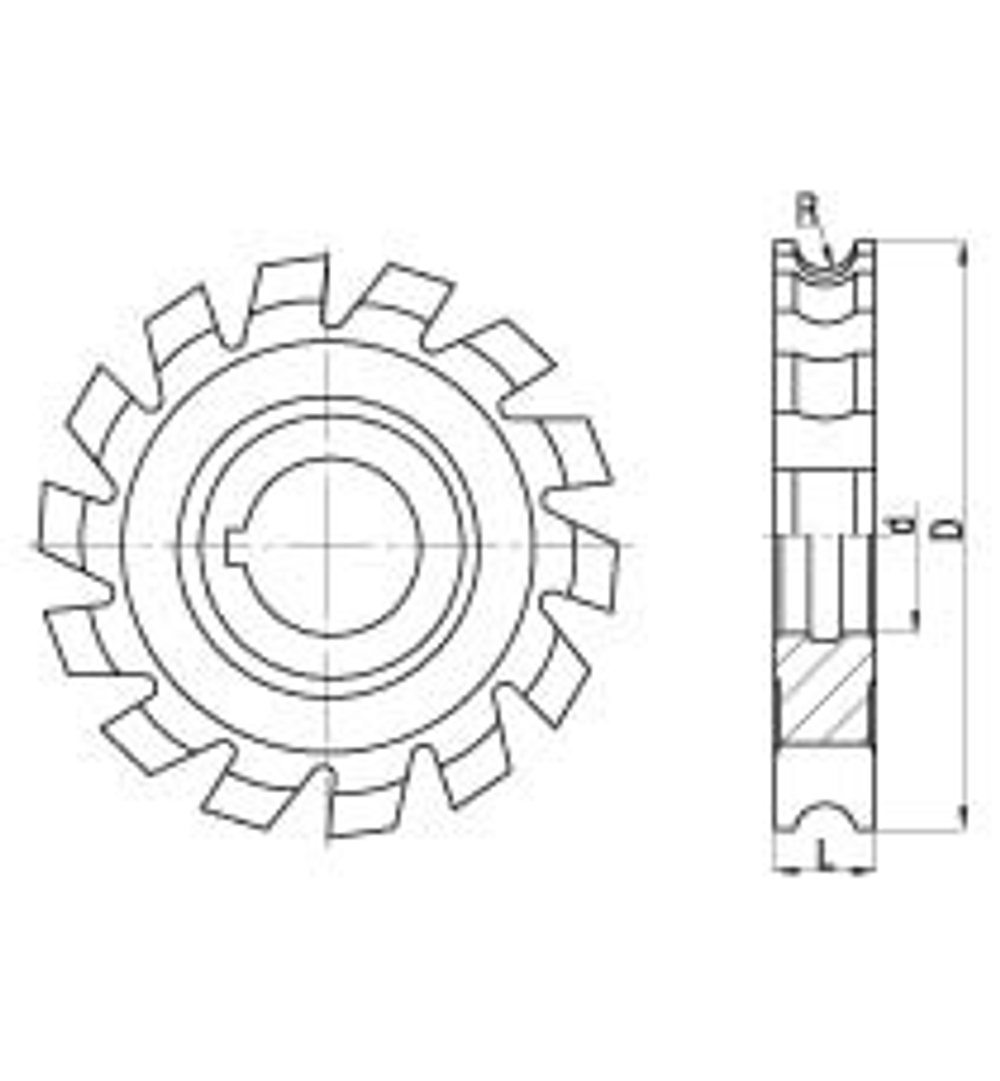 Фреза дисковая радиусная вогнутая DIN 855 - A 4 - HSS 0641-593-221304