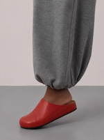 mule red leather