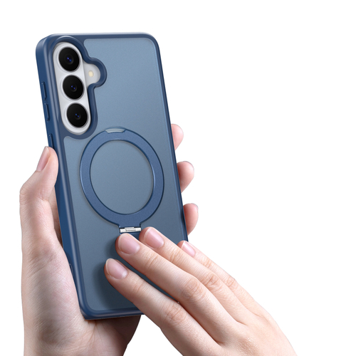 Матовый чехол темно-синего цвета с MagSafe для Samsung Galaxy S26, серия Yind Series Case от Dux Ducis (версия с магнитной откидной подставкой)