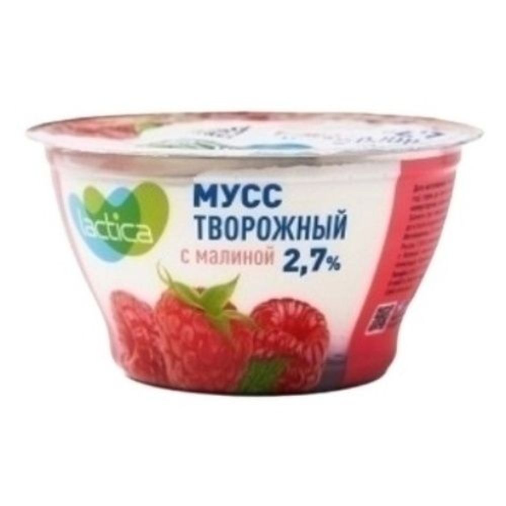 Мусс творожный с клубникой 3,2% 125г стакан "Lactica"
