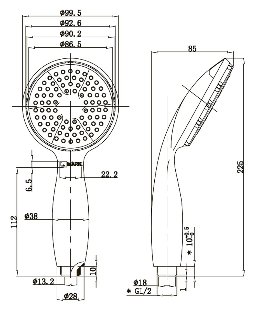 Душевая лейка LEMARK LM8001C 1-функциональная