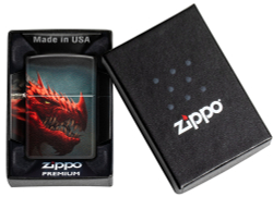 Зажигалка Zippo Dragon Design с покрытием 540 Matte, латунь/сталь, черная, 38x13x57 мм