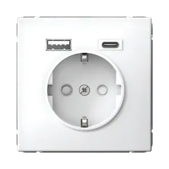Розетка с USB A+C с заземлением и защитными шторками Systeme Electric ArtGallery Белый GAL000132