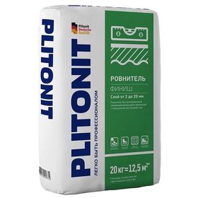Ровнитель (наливной пол) Финишный Plitonit (Плитонит) финиш самовыравнивающийся быстротвердеющий 20 кг