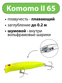 Воблер поппер Komomo II 65 мм 6 г цвет #38