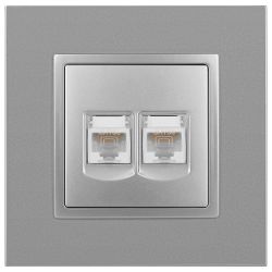 Розетка ЭРА Elegance 14-3108-03 информационная двойная 2хRJ45 IP20 алюминий | Эра Elegance