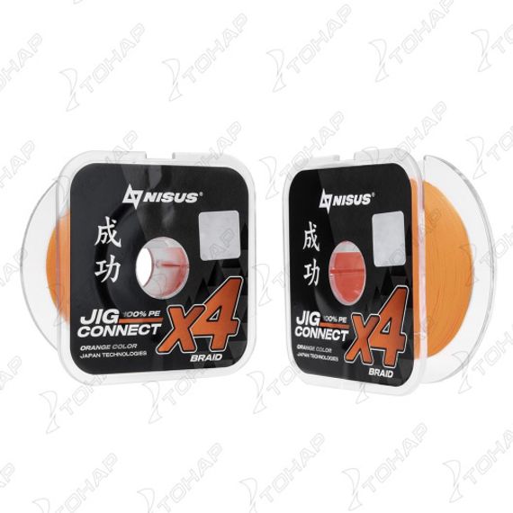 Шнур JIG CONNECT X4 PE Orange 150m #2.5, 0.25mm 14.8кг/32.4LB (T-N-JC-X4-0.25-150-O) NISUS