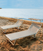 Шезлонг-лежак металлический Magnani 501 Relax, серебристый, слоновая кость
