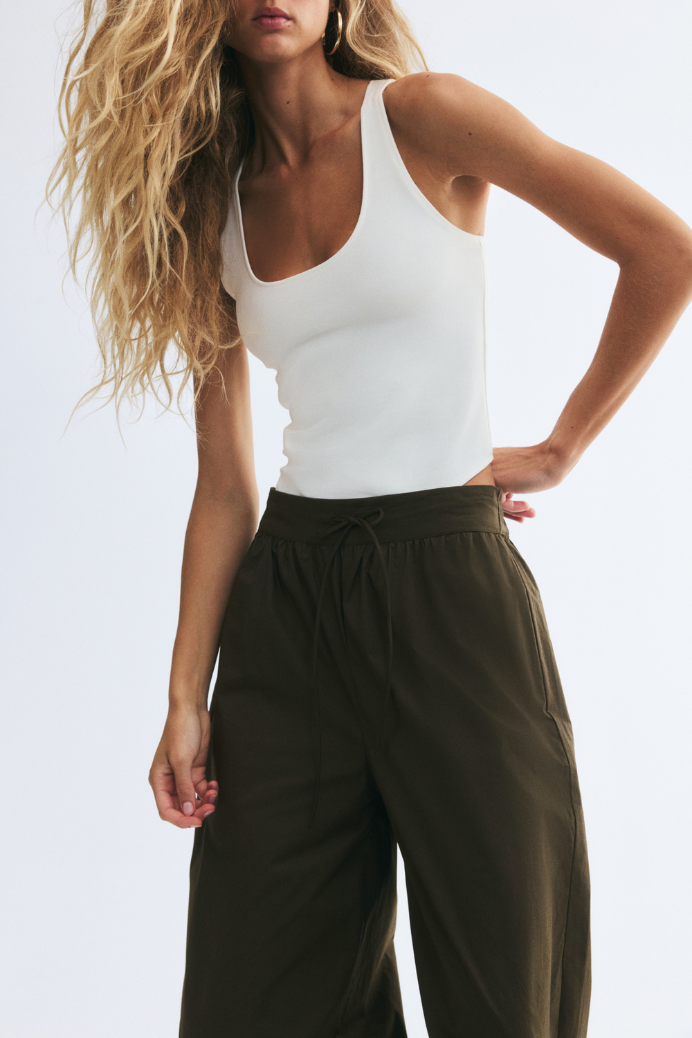 Брюки из поплина со штанинами-баллонами - H&M